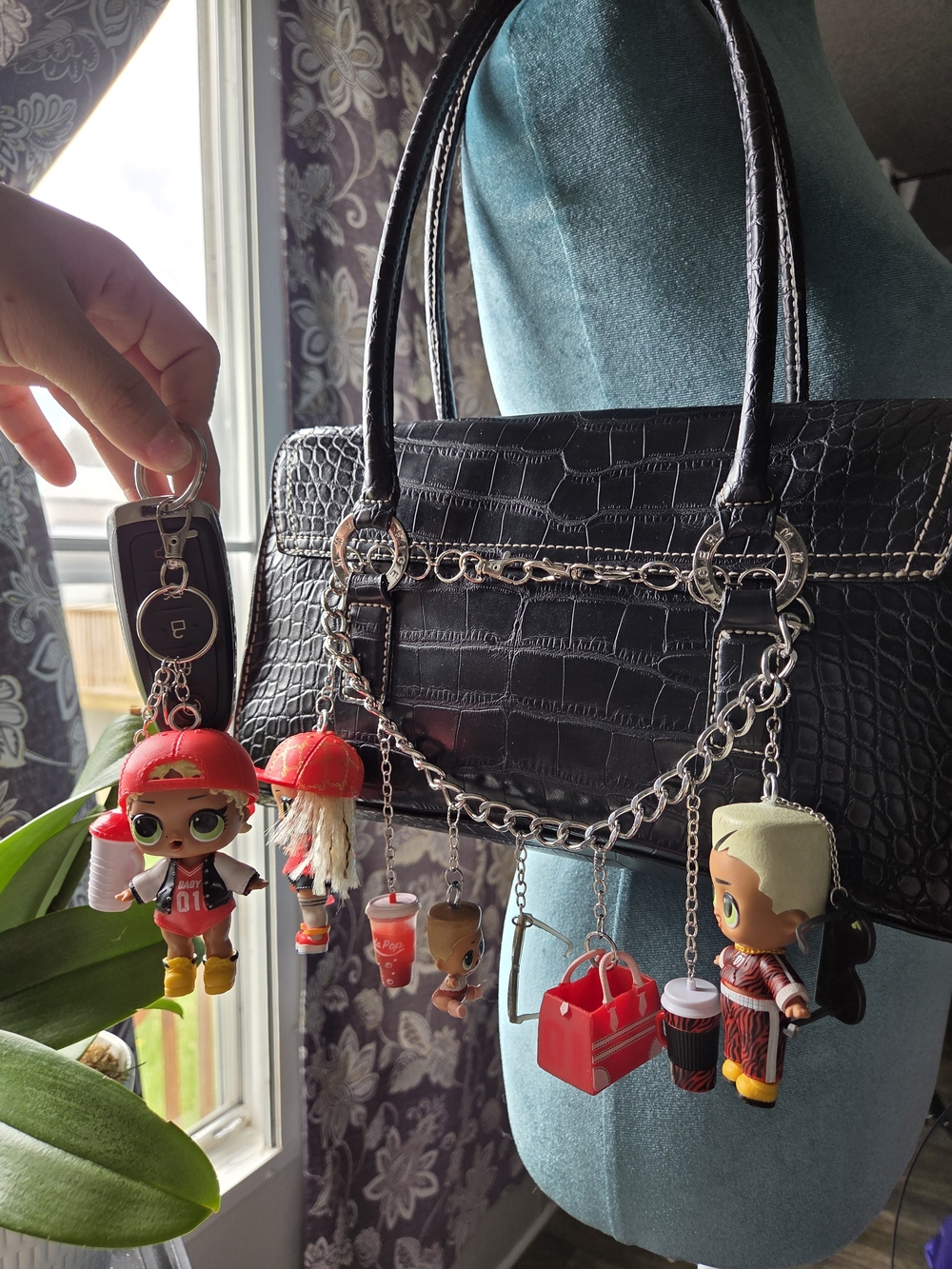 Large Bag Charm With Keychain Charm